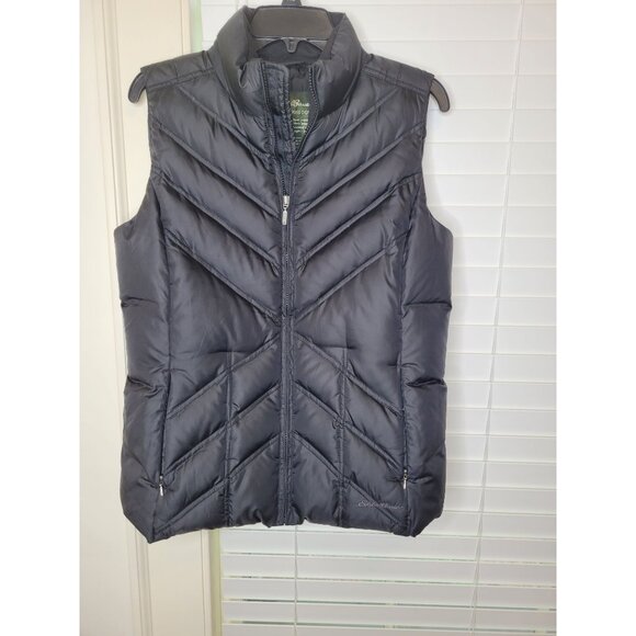 Eddie Bauer Jackets & Blazers - Eddie Bauer Womens Quilted Goose Down Puffer Vest M Black Softshell Cozy Cabin